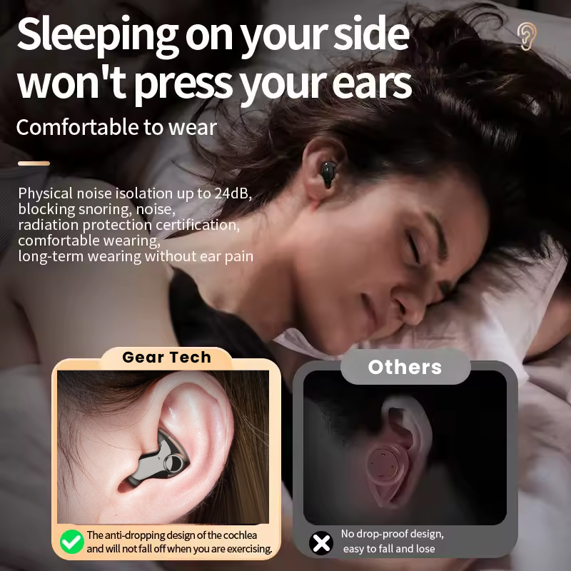 Nenápadná sluchátka Bluetooth 5.3 na spaní | Voděodolná a s dlouhou výdrží baterie | Ka-mostore