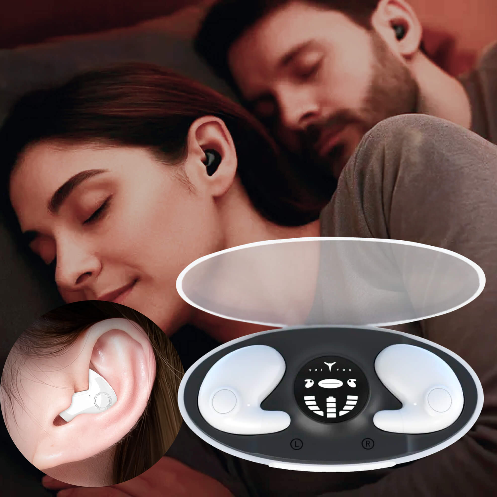 Nenápadná sluchátka Bluetooth 5.3 na spaní | Voděodolná a s dlouhou výdrží baterie | Ka-mostore