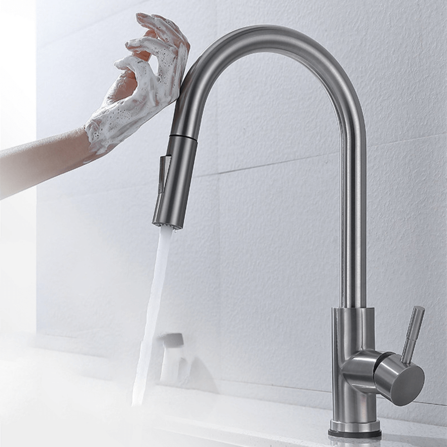 Torneira de cozinha com chuveiro extraível automático e sensor | Ka-mostore