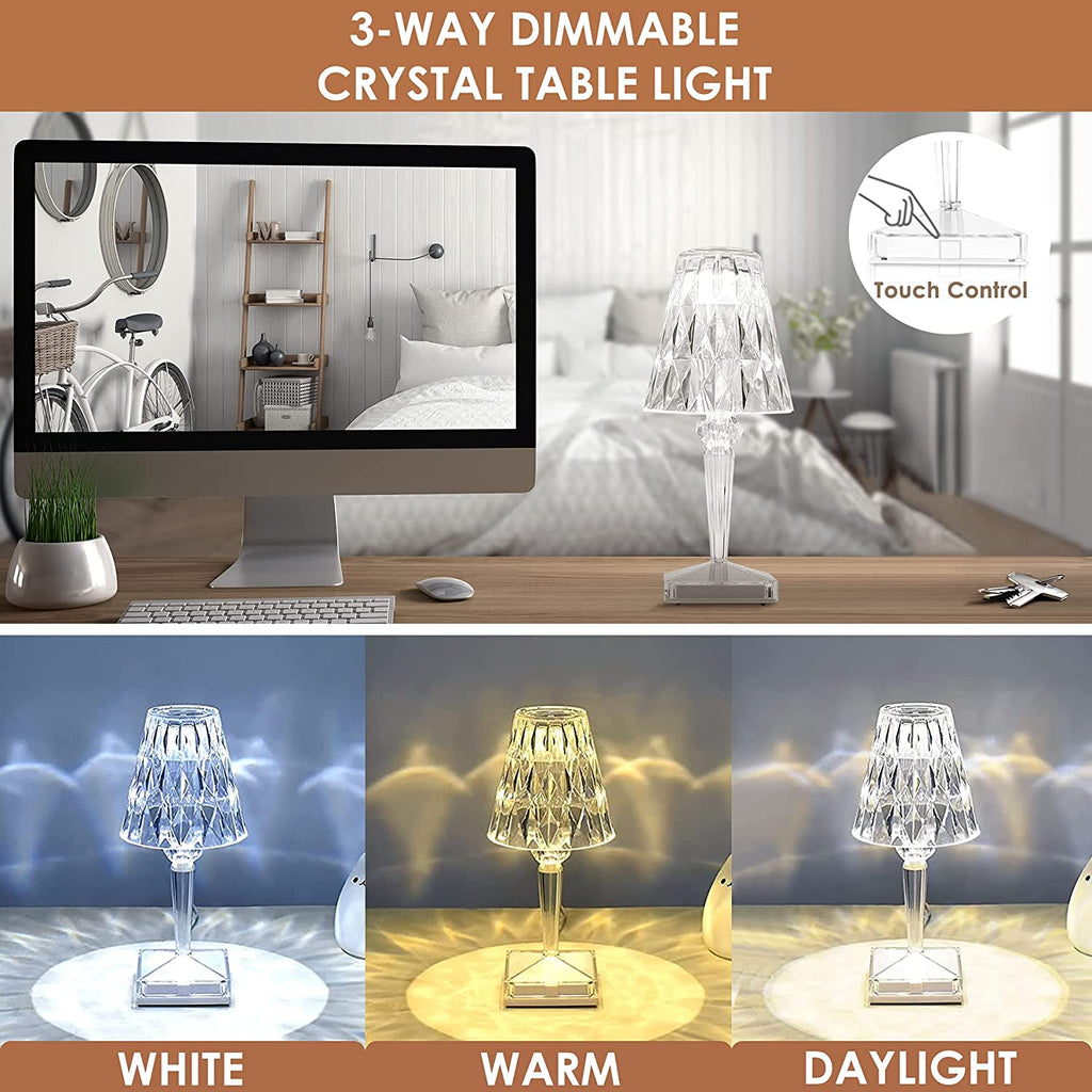 LED Crystal Table Lamp | Elegant Diamond Design | Ka-mostore