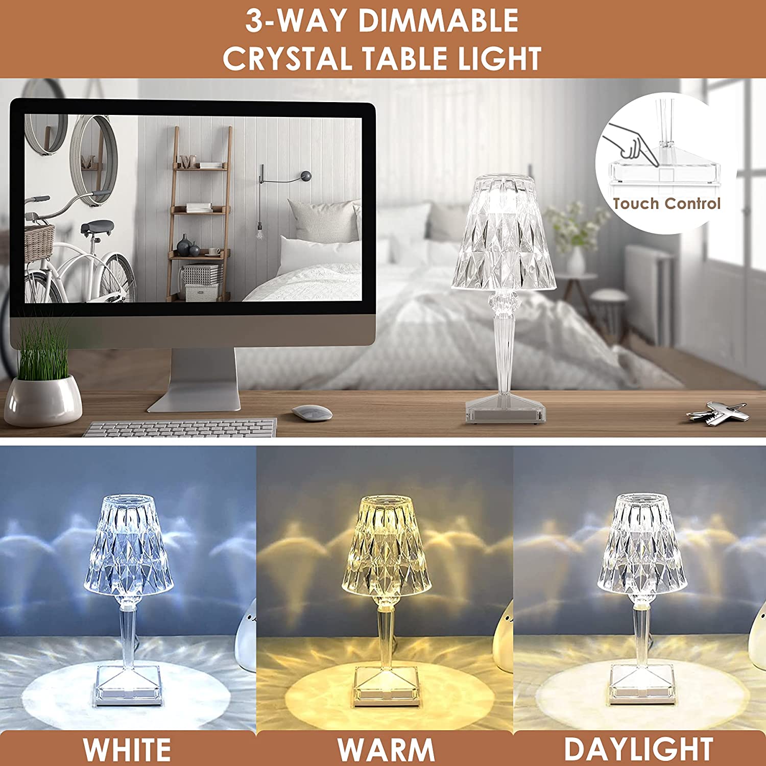 LED Crystal Table Lamp | Elegant Diamond Design | Ka-mostore