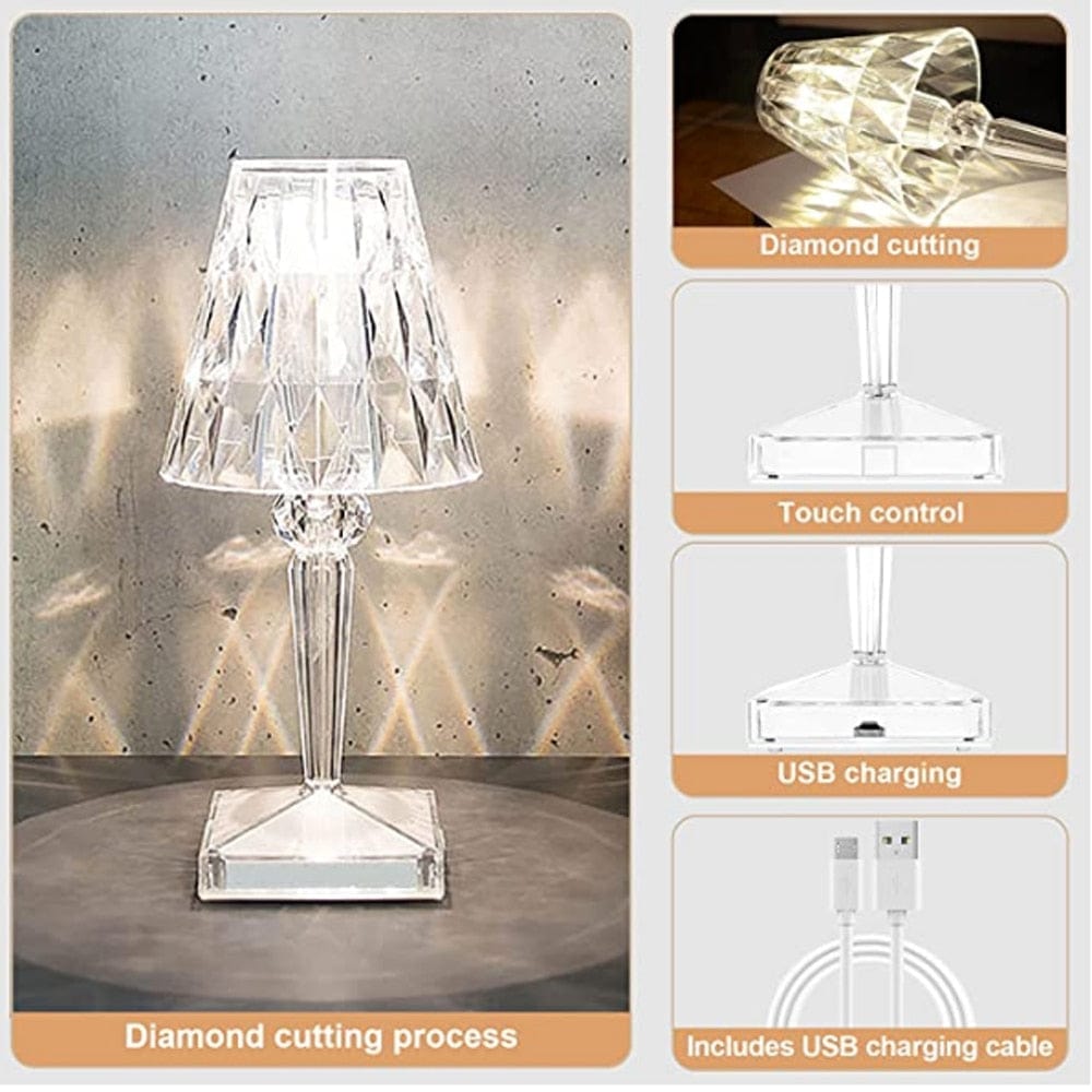 LED Crystal Table Lamp | Elegant Diamond Design | Ka-mostore