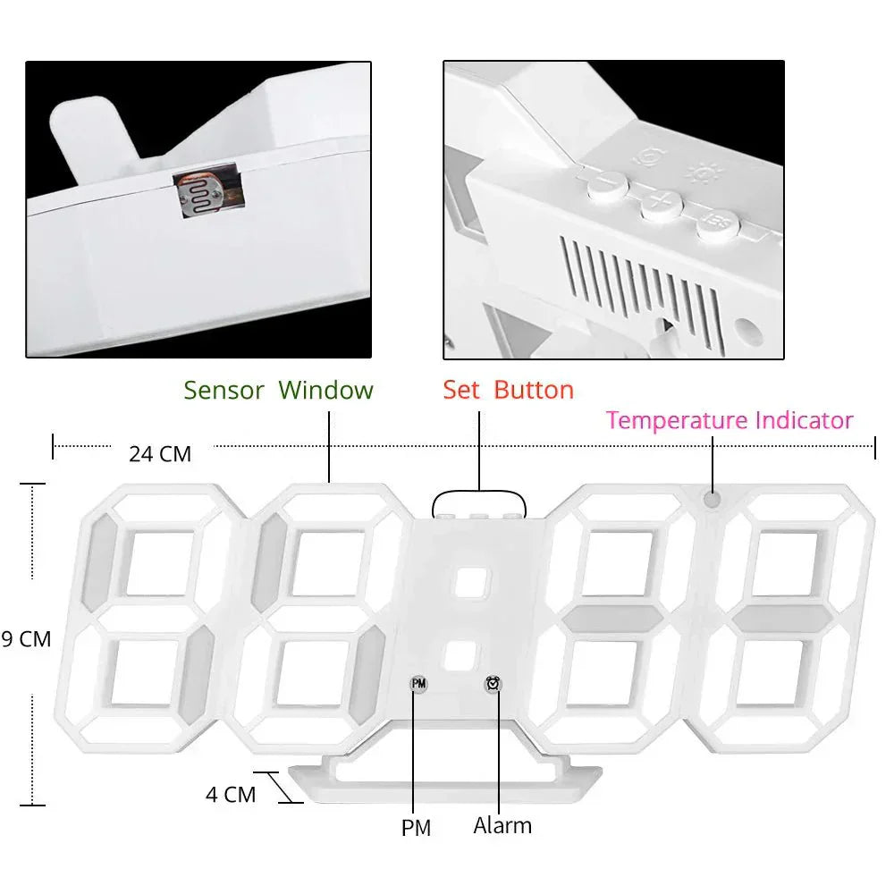 LumiSync 3D LED Wall Clock – Modern Digital Clock with Dimmable Lighting | Ka-mostore