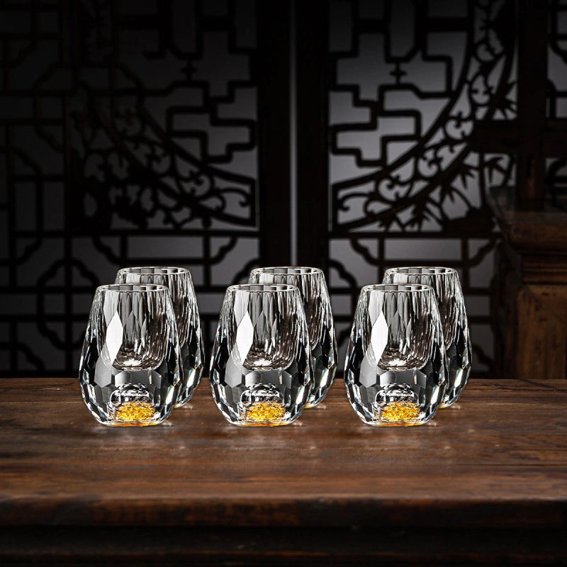 Luxury Crystal Glasses with Gold Flakes – Handmade – Set of 2 – For Whisky & Premium Beverages | Ka-mostore