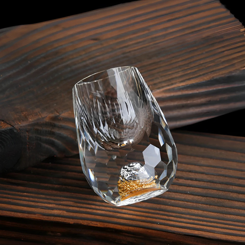 Luxury Crystal Glasses with Gold Flakes – Handmade – Set of 2 – For Whisky & Premium Beverages | Ka-mostore