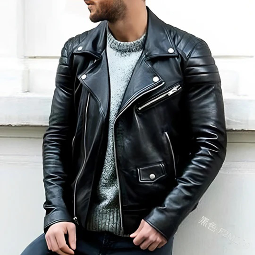 Chaqueta clásica de cuero para motociclista | Ka-mostore