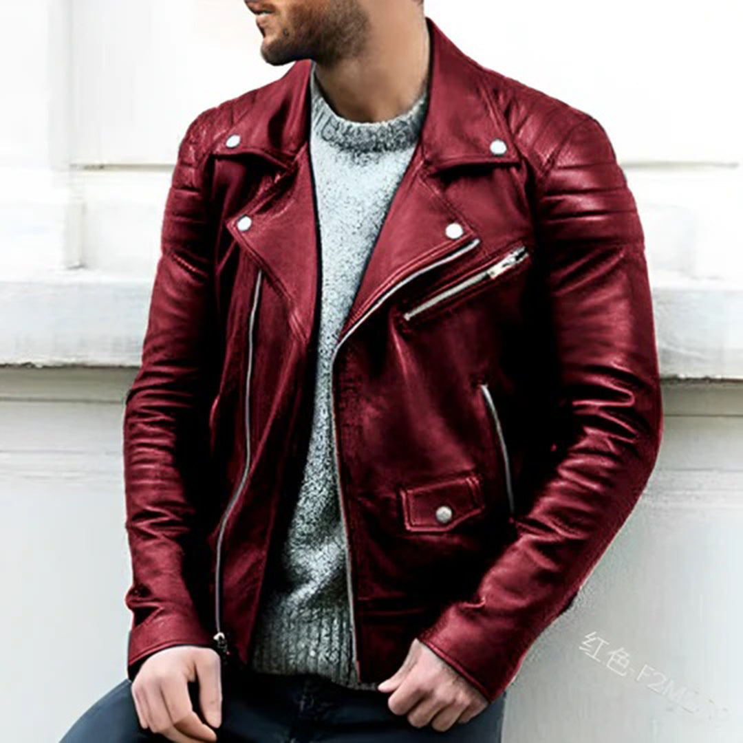 Chaqueta clásica de cuero para motociclista | Ka-mostore