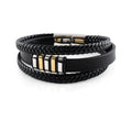 Men's Braided Leather Bracelet with Metal Accents | Ka-mostore