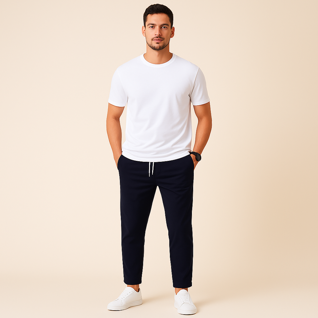 بنطال مريح بقصّة ضيّقة وحبل ربط | Ka-mostore