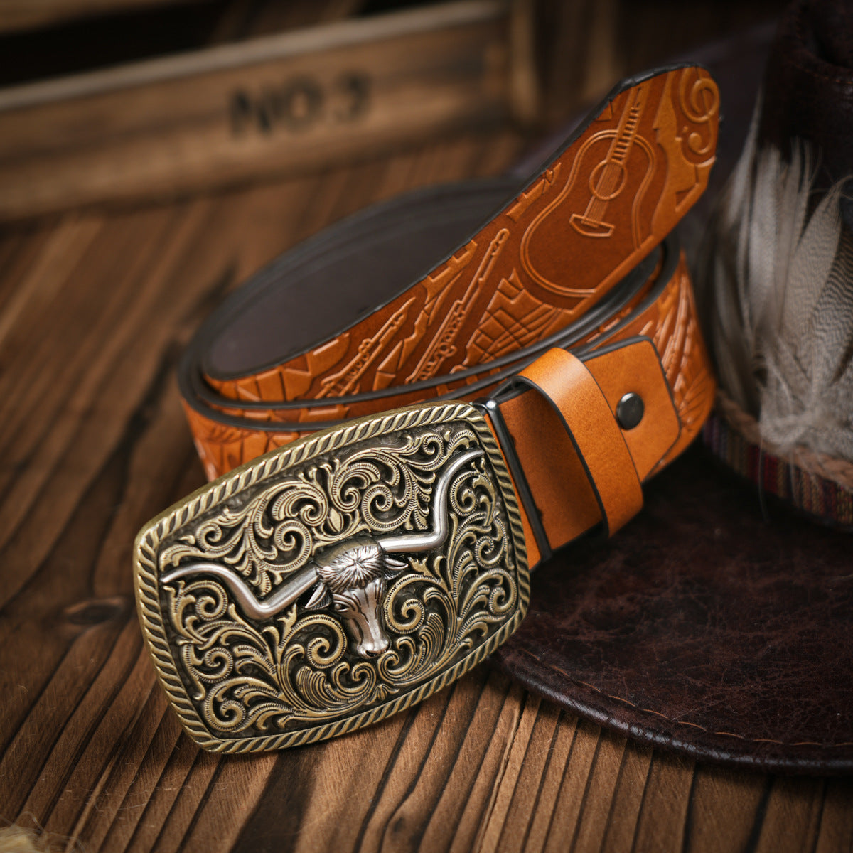 Men's Western-style – Vegan Leather Belt with Solid Metal Buckle | Ka-mostore