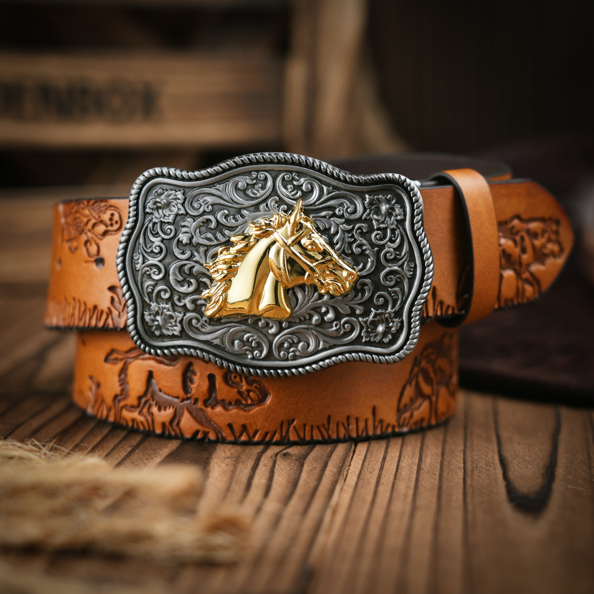 Men's Western-style – Vegan Leather Belt with Solid Metal Buckle | Ka-mostore