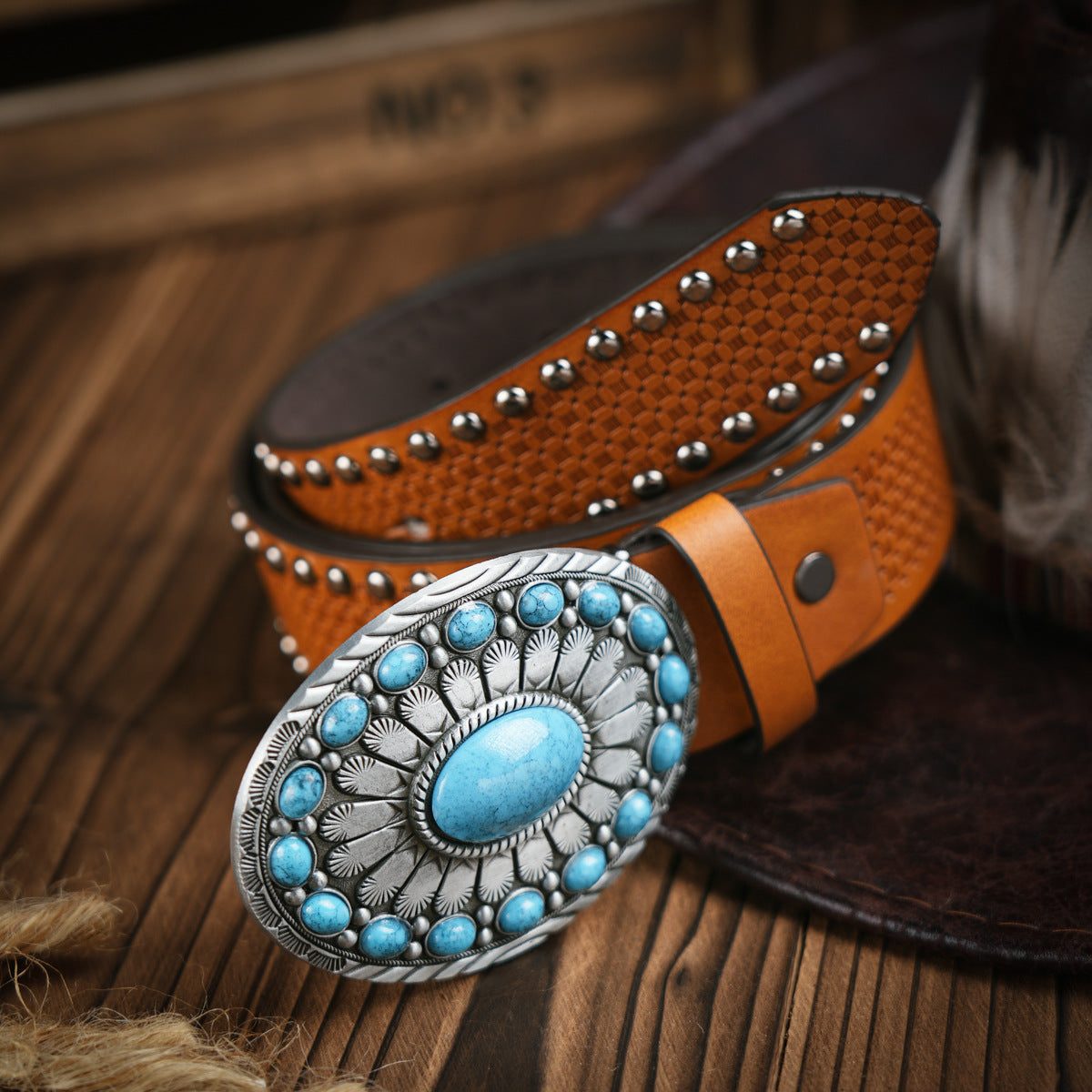 Men's Western-style – Vegan Leather Belt with Solid Metal Buckle | Ka-mostore