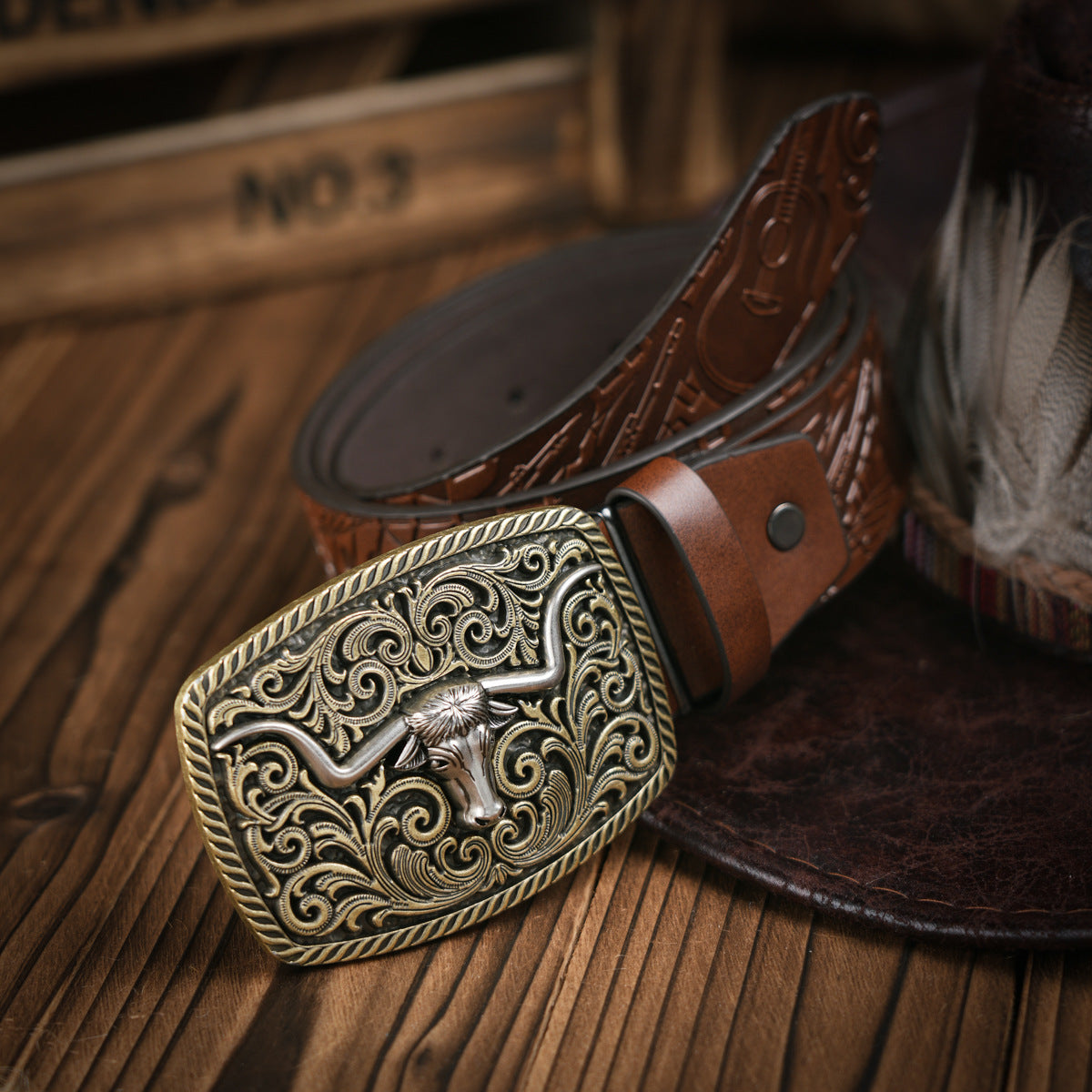 Men's Western-style – Vegan Leather Belt with Solid Metal Buckle | Ka-mostore