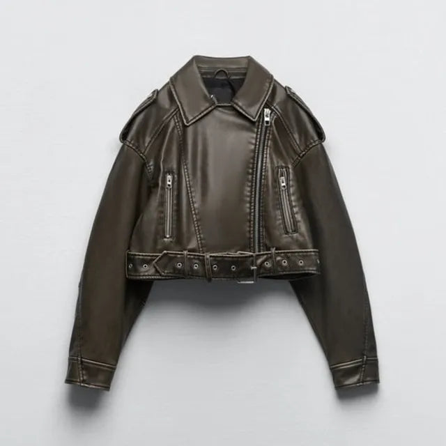 Dámská krátká motorkářská bunda v edgy stylu | Ka-mostore