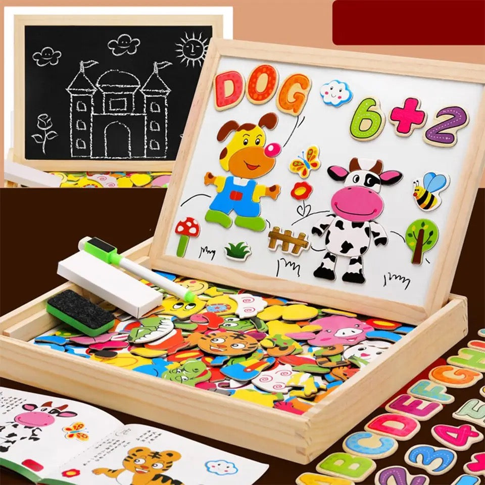 Montessori 2-in-1 Magnetic Board & Chalkboard for Kids | Ka-mostore