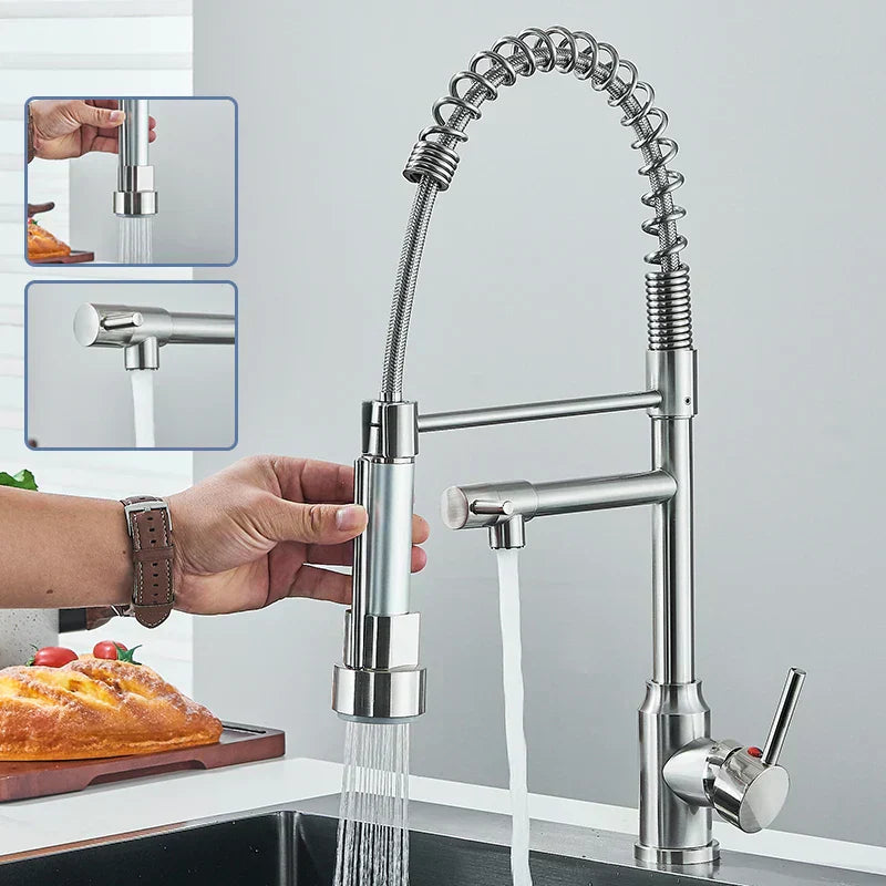 NickelFlex Kitchen Faucet | 360° Rotation | Stainless Steel | Ka-mostore