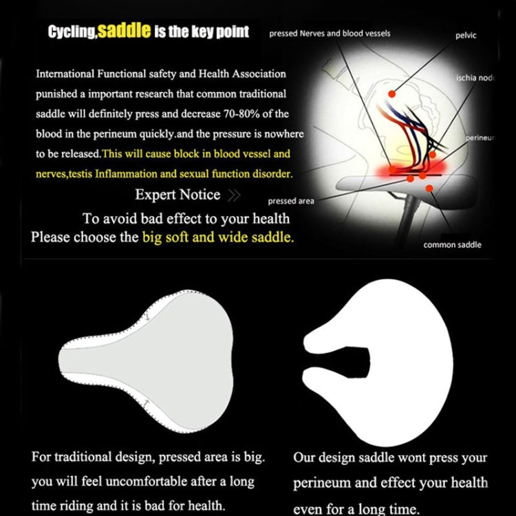 Noseless Bicycle Seat Mountain Bike Thick Soft Padding (Black) | Ka-mostore