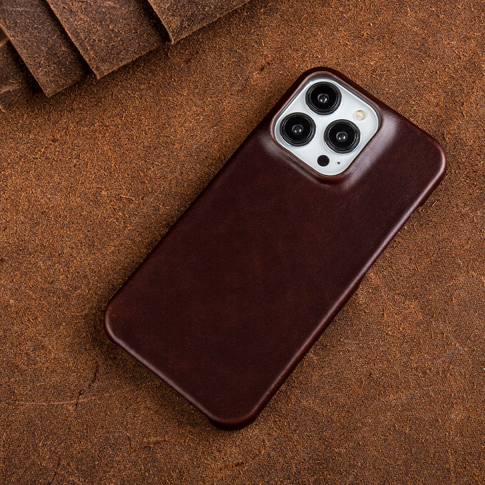 Oil Wax Genuine Leather Apple iPhone Case | Ka-mostore