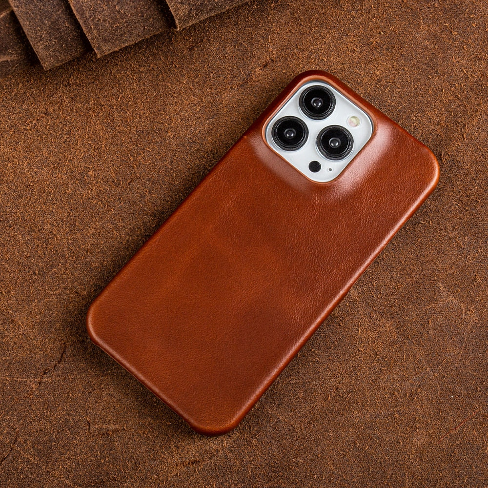 Oil Wax Genuine Leather Apple iPhone Case | Ka-mostore