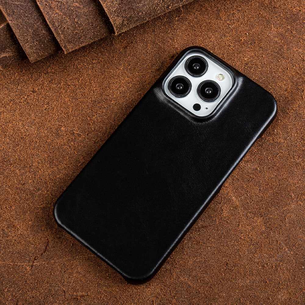 Oil Wax Genuine Leather Apple iPhone Case | Ka-mostore