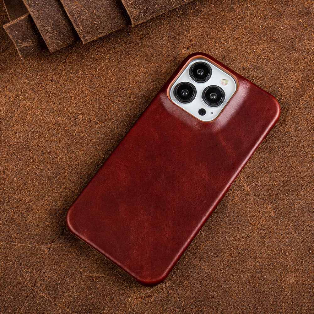 Oil Wax Genuine Leather Apple iPhone Case | Ka-mostore