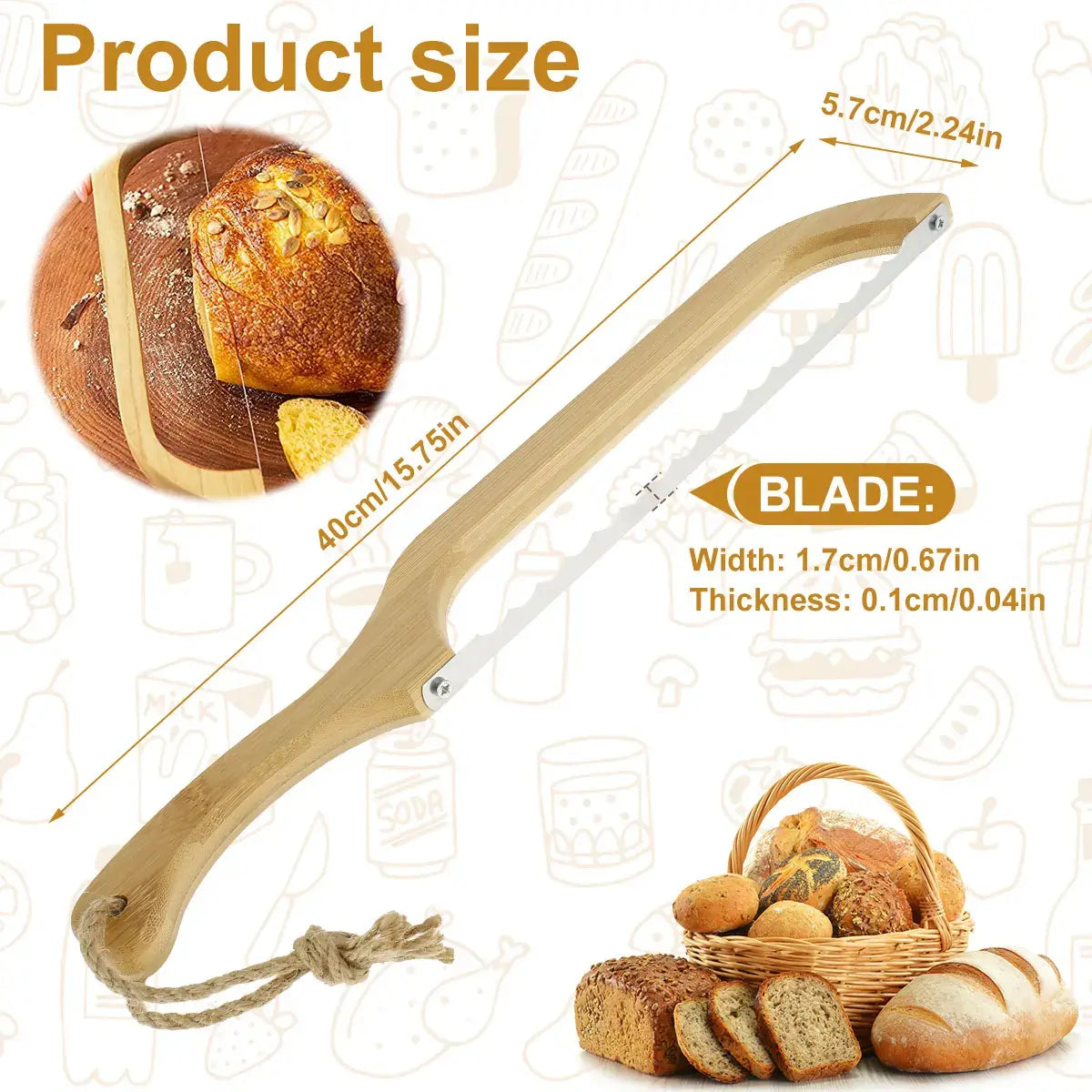 Sharp Serrated Knife for Baking with Wooden Handle | Ka-mostore