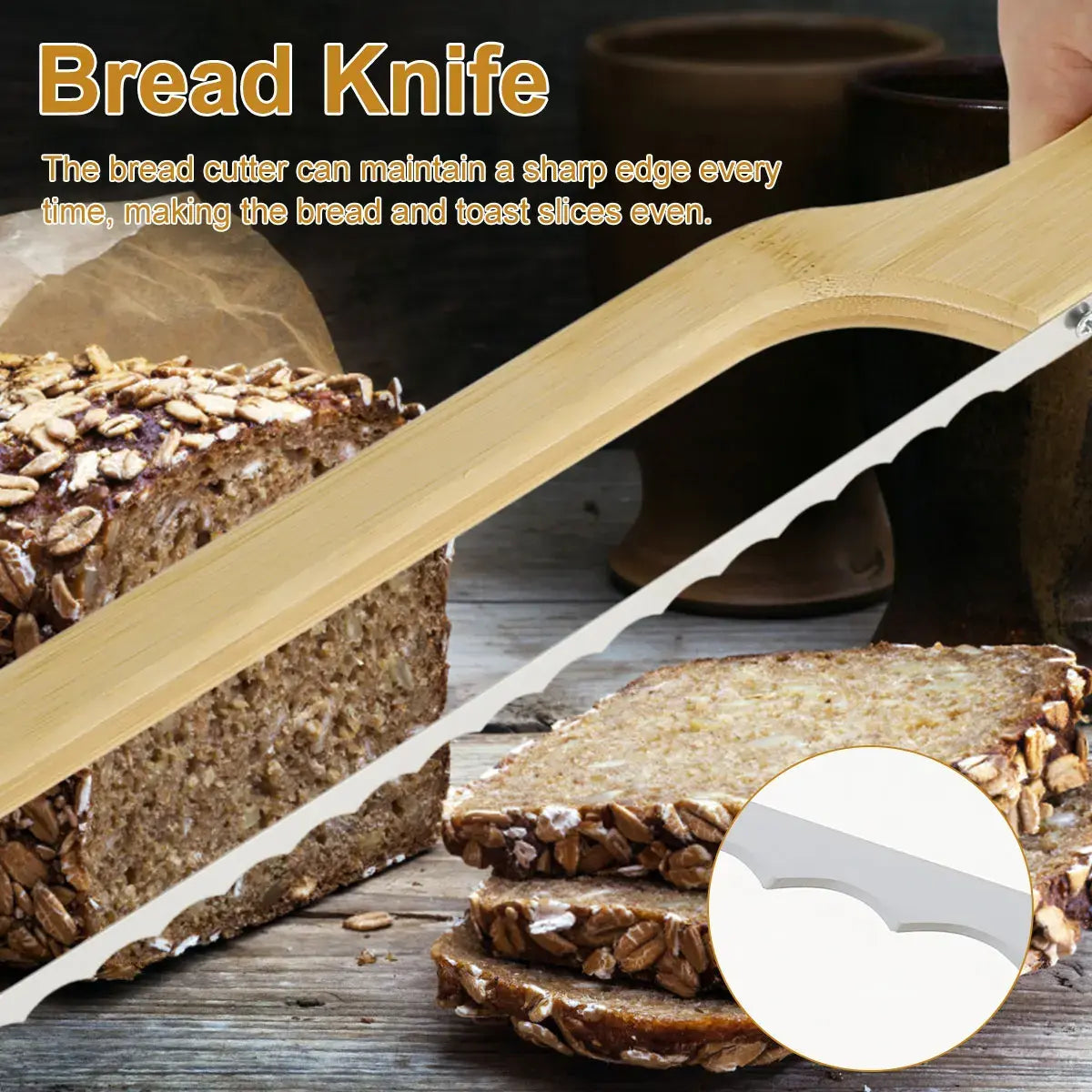 Sharp Serrated Knife for Baking with Wooden Handle | Ka-mostore