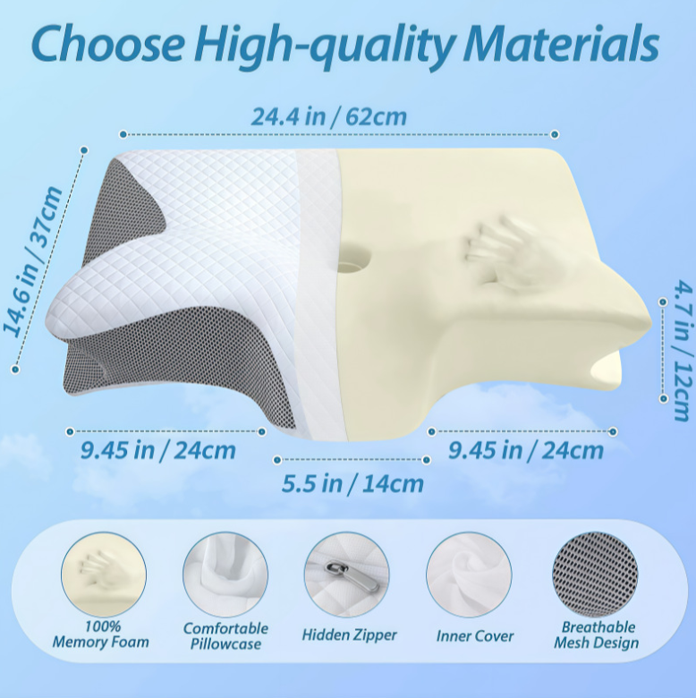Ergonomisk memory foam-pude til lindring af snorken og søvnapnø | Ka-mostore