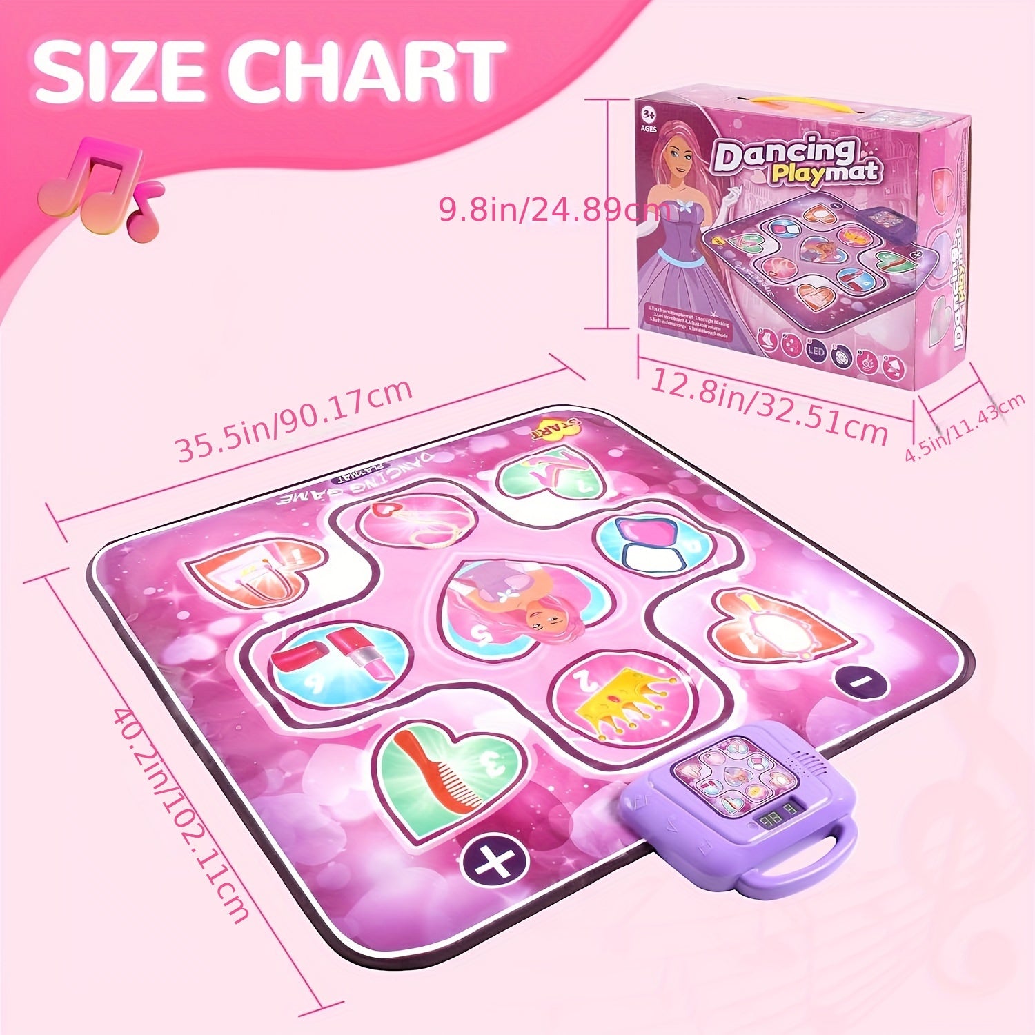 Pink Dance Mat for Kids with Scoring Function and Rhythmic Games – No TV – DanceFun Mat | Ka-mostore