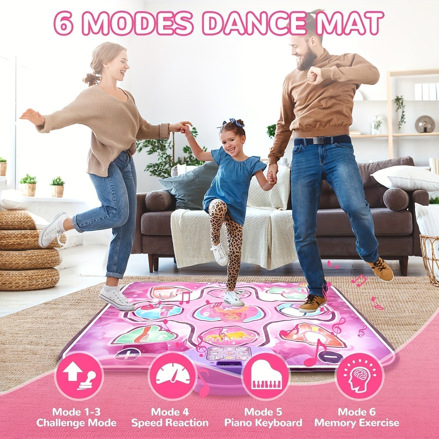 Pink Dance Mat for Kids with Scoring Function and Rhythmic Games – No TV – DanceFun Mat | Ka-mostore