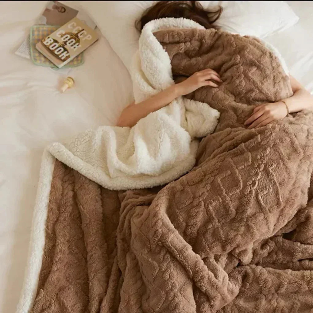 Plush Sherpa Blanket with Embossed Pattern | Ka-mostore