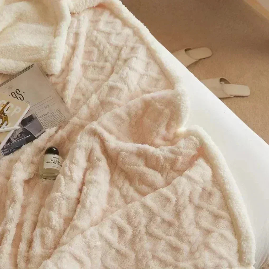 Plush Sherpa Blanket with Embossed Pattern | Ka-mostore