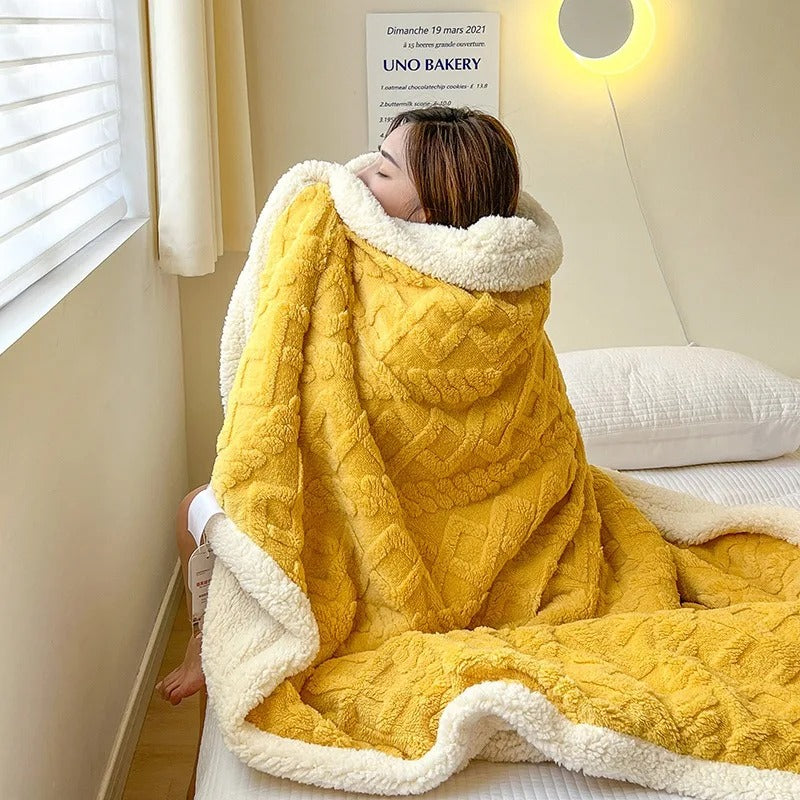 Plush Sherpa Blanket with Embossed Pattern | Ka-mostore