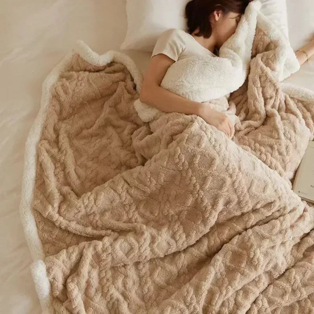 Plush Sherpa Blanket with Embossed Pattern | Ka-mostore