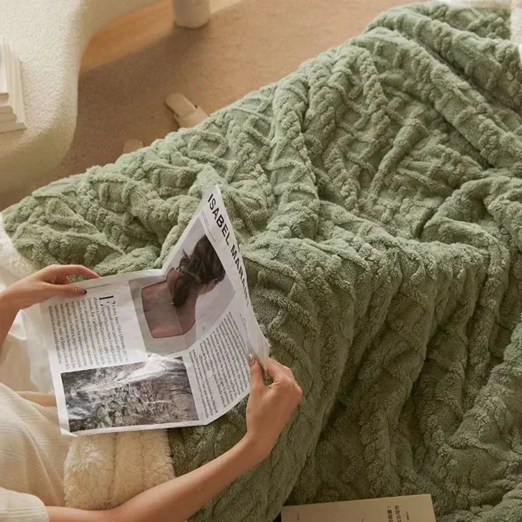Plush Sherpa Blanket with Embossed Pattern | Ka-mostore