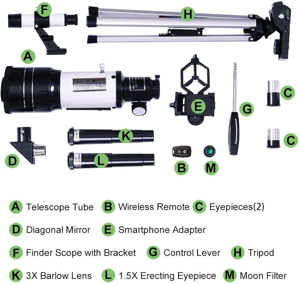 Astronomický dalekohled | Průměr objektivu 70 mm, ohnisková vzdálenost 300 mm, snadné nastavení | Ka-mostore