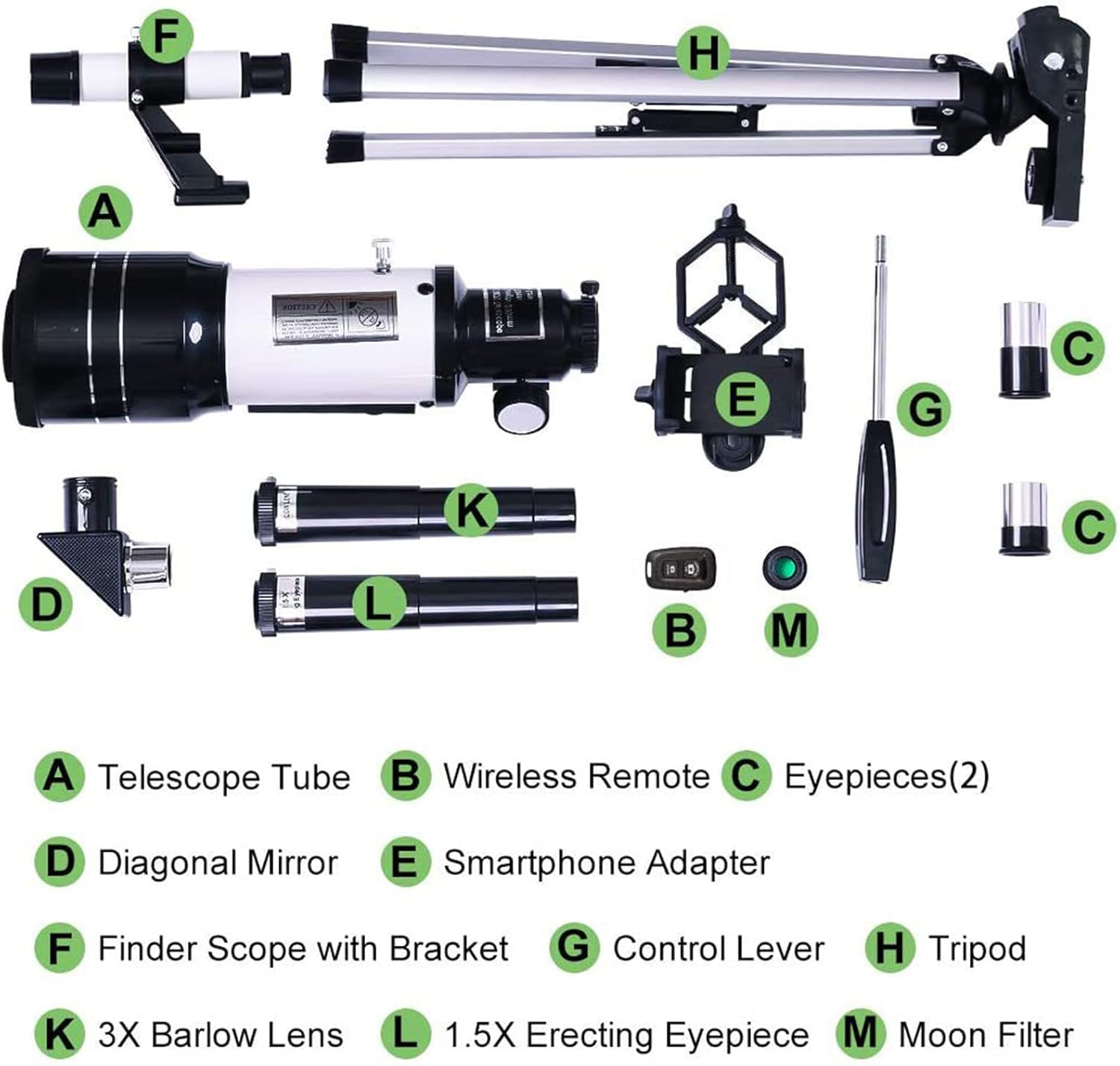 Astronomický dalekohled | Průměr objektivu 70 mm, ohnisková vzdálenost 300 mm, snadné nastavení | Ka-mostore