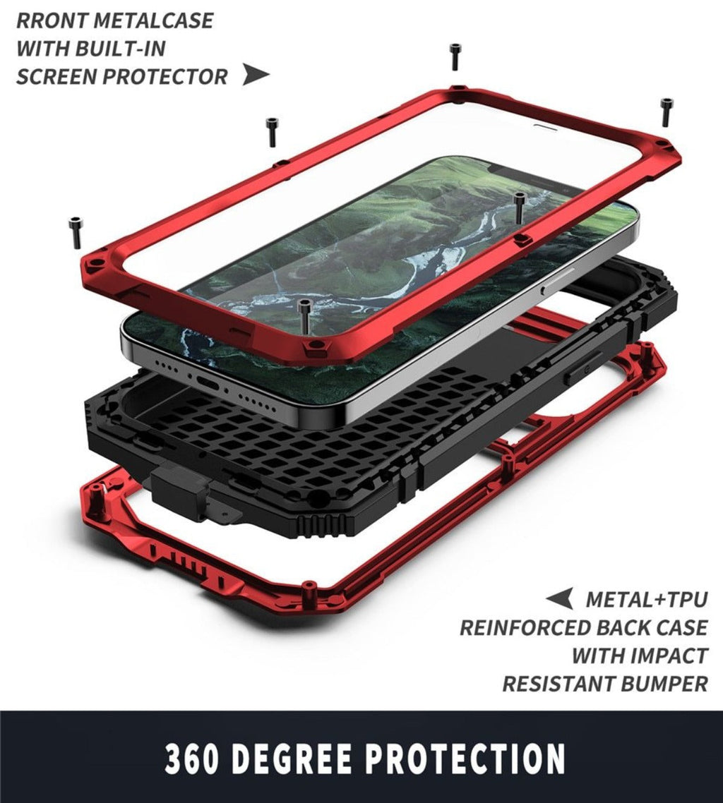 Rugged Glass Metal Case for iPhone - Drop Protection | Ka-mostore