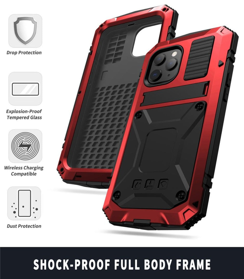 Rugged Glass Metal Case for iPhone - Drop Protection | Ka-mostore