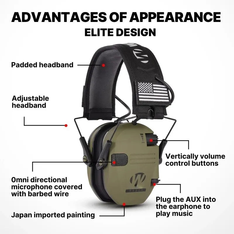 Electronic Hearing Protection Headphones | Noise Cancelling, Lightweight | Ka-mostore