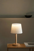 Rechargeable Wooden LED Table Lamp with Fabric Shade | Ka-mostore