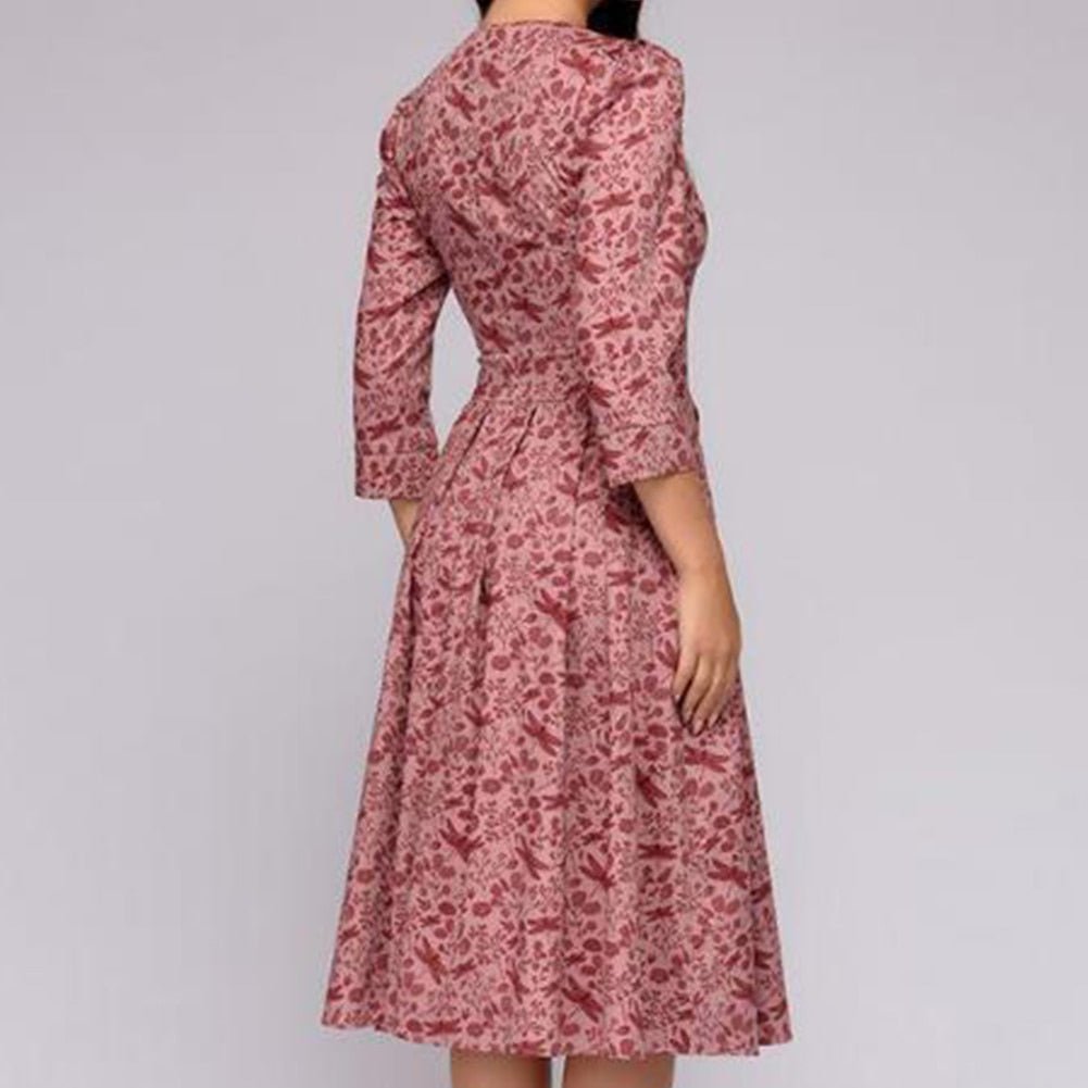 Elegant Floral Midi Dress | Ka-mostore