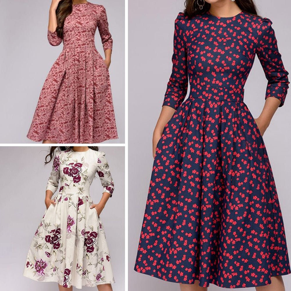Elegant Floral Midi Dress | Ka-mostore