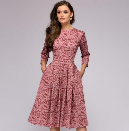 Elegant Floral Midi Dress | Ka-mostore