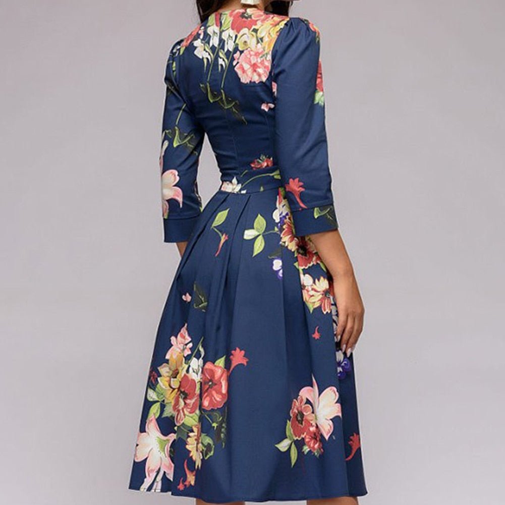 Elegant Floral Midi Dress | Ka-mostore