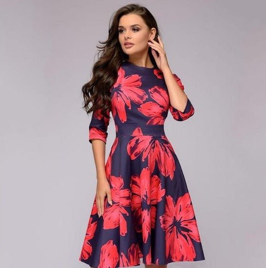 Elegant Floral Midi Dress | Ka-mostore