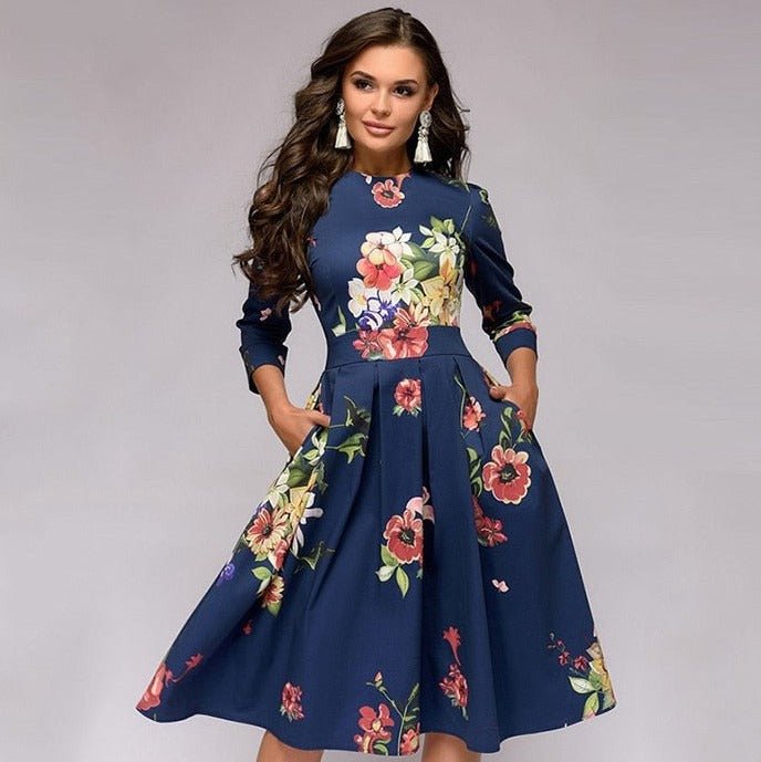 Elegant Floral Midi Dress | Ka-mostore