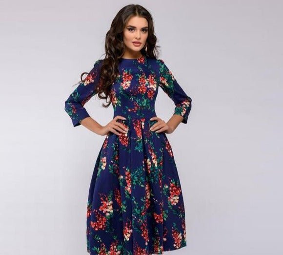 Elegant Floral Midi Dress | Ka-mostore