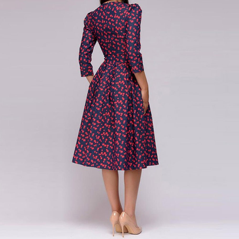 Elegant Floral Midi Dress | Ka-mostore
