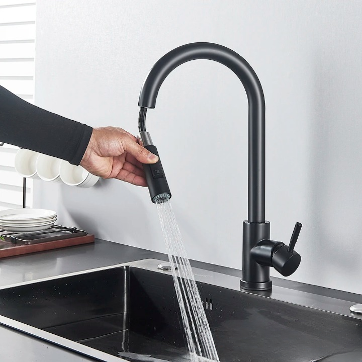 SmartTouch | Kitchen Faucet with Touch Sensor and Pull-Out Spray Head – Brushed Nickel | Ka-mostore